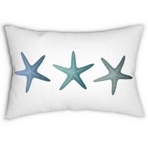 Beach Theme Throw Pillow for Living Room and Patio Indoor / Outdoor Pillow | Nautical Coastal Decor Star Fish Sea Shells