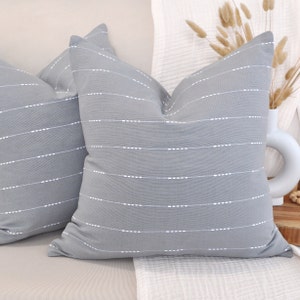 Copricuscini grigio chiaro 20x20 grigio cenere 18x18 copricuscini in cotone con motivo a righe intrecciate, federe decorative morbide, completamente naturali