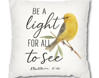 Scripture Pillow Covers Bible Verse Throw Pillow Covers with Birds – Matthew 5/16, Romans 12/12, Inspirational Farmhouse Decor Spring Summer