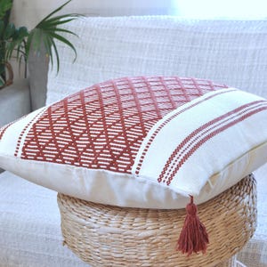 Woven Pillow Covers with Tassels Cotton Cushion Covers Decorative Designer PillowCase Modern Boho Home Decor Trendy Checkered Plaid Pattern image 15