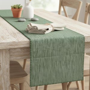 Cotton Table Runner Placemats Blanket Stitched Edge Rustic Farmhouse Linen Look Woven Textured Cloth Dresser Scarf Dining Room Kitchen Decor