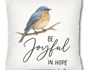 Scripture Pillow Covers Bible Verse Throw Pillow Covers with Birds – Matthew 5/16, Romans 12/12, Inspirational Farmhouse Decor Spring Summer