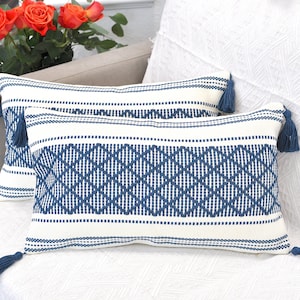 Boho kleine lumbalen Kissenbezüge mit Quasten Dekorative Kissenbezüge Baumwolle gewebt Kissenbezug Boho rustikalen Vintage-Dekor