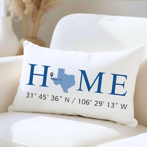 Custom Home Coordinates Pillow With State Map Personalized Longitude Latitude Pillow  Zip Code Cushion Realtor House Closing  New Home Gift