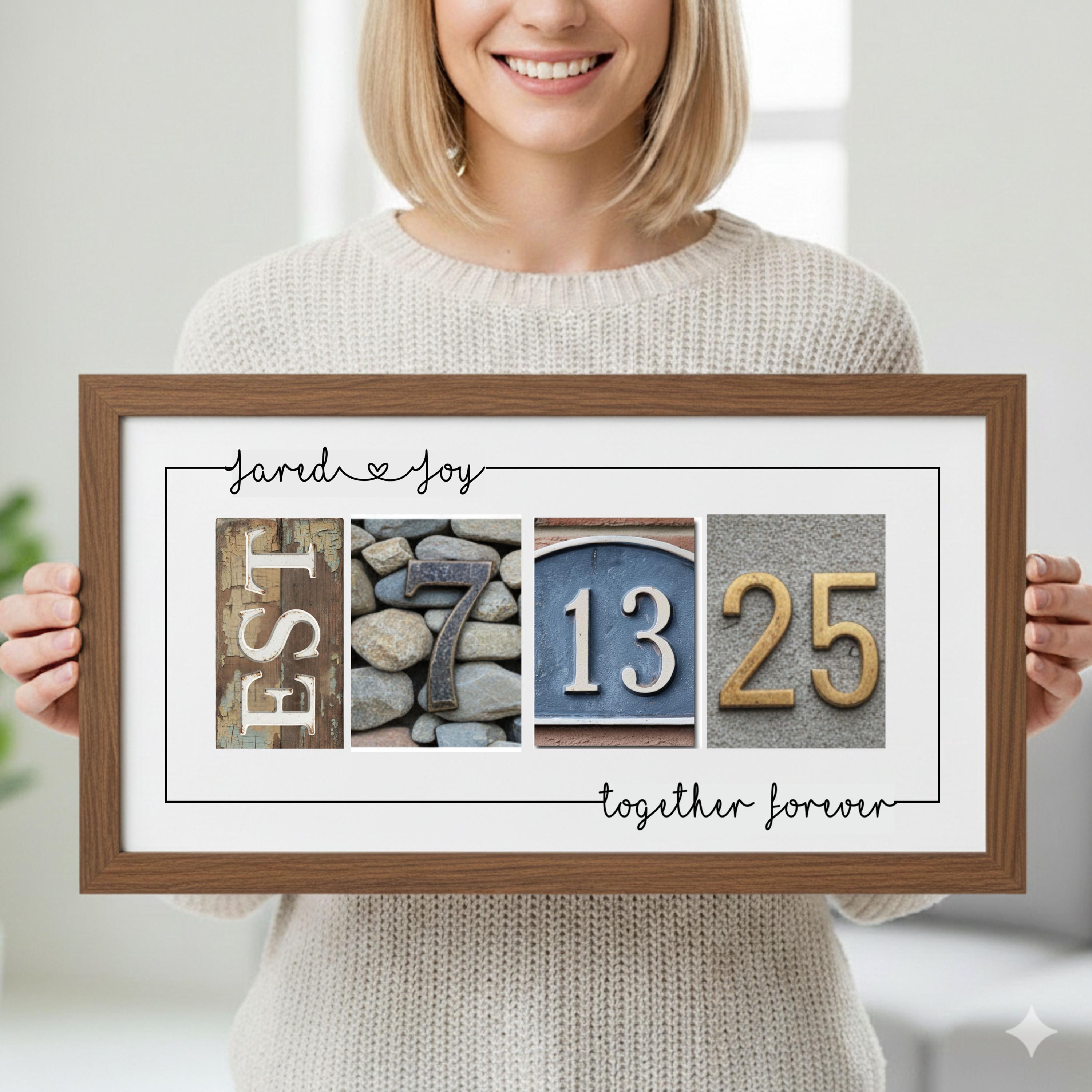 Personalized Wedding Date Frame Anniversary Gift for Couple Alphabet ...