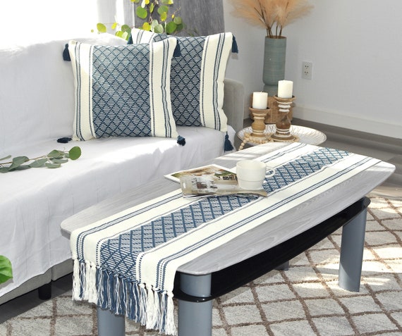 Table Runner With Tassels Cotton Woven Washable Boho Farmhouse Dining Table Runner Dresser Scarf Console Table Runner and Topper Checkered Etsy UK