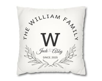 Cuscino personalizzato per inaugurazione della casa, nome della famiglia, cognome e data del matrimonio, anniversario, regalo di fidanzamento, cuscino personalizzato