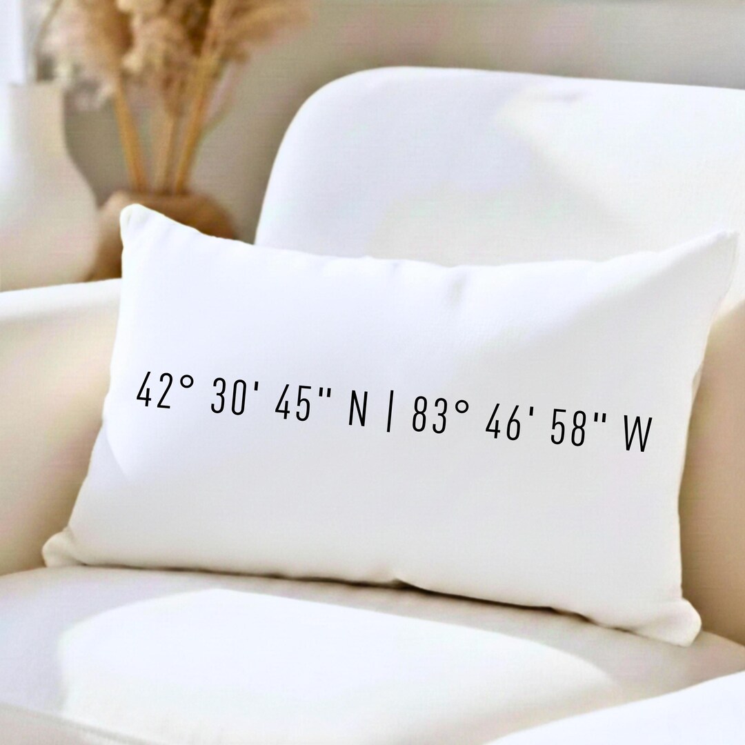 Custom Home Coordinates Pillow Personalized Address Longitude Latitude ...