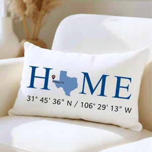 Custom Home Coordinates With State Map Pillow Personalized Longitude Latitude Pillow  Zip Code Cushion Realtor House Closing  New Home Gift.