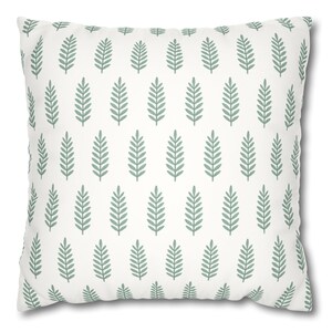 Block Print Inspiriertes Kissen - Botanische Blätter Design Akzent Wurfkissen Schlafzimmer Wohnzimmer Moderner Bauernhausstil Rustikale Wohnkultur
