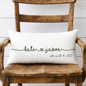 Personalized  Wedding Gift with Couple Names Date Pillow Anniversary Present Custom  Bridal Shower  For Bride  Engagement Valentine Day Gift