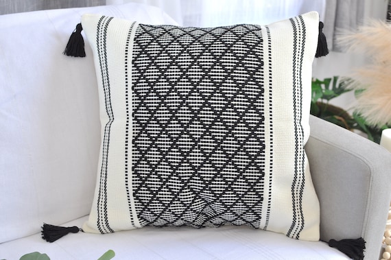 Set of 4 Cream Boho Throw Pillow Covers 18X18 Decorative Pillows for Couch  - Far