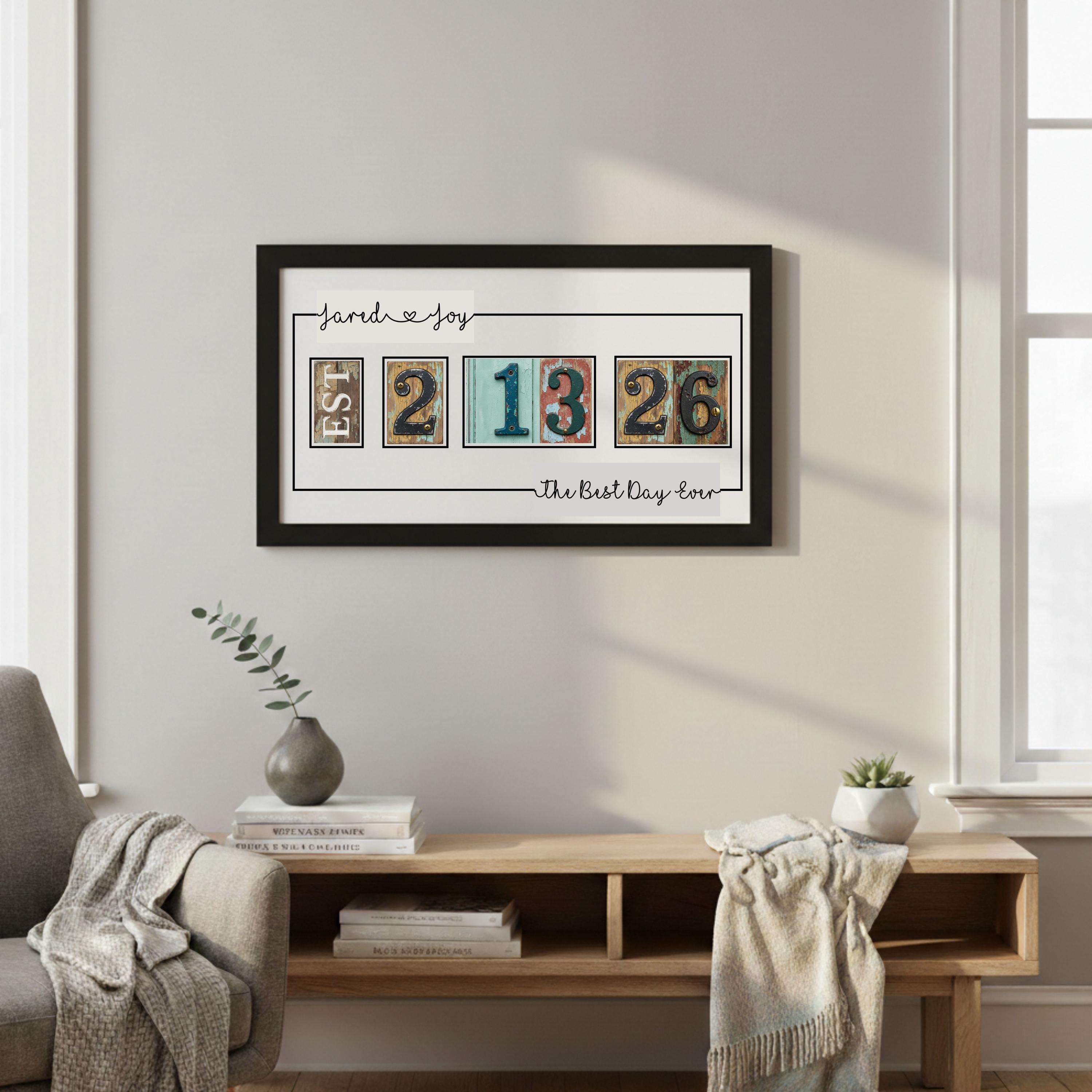 Personalized Wedding Date Frame Anniversary Gift for Couple Alphabet ...