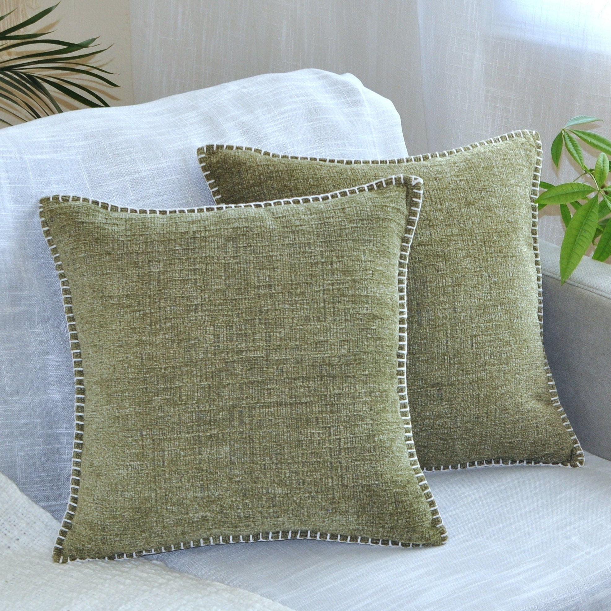 Sage Olive Green White Throw Pillow Mix and Match Indoor Outdoor Cushion  Cover Accent Couch Toss Lime Pistachio Apple Fern Mint Moss Seafoam 