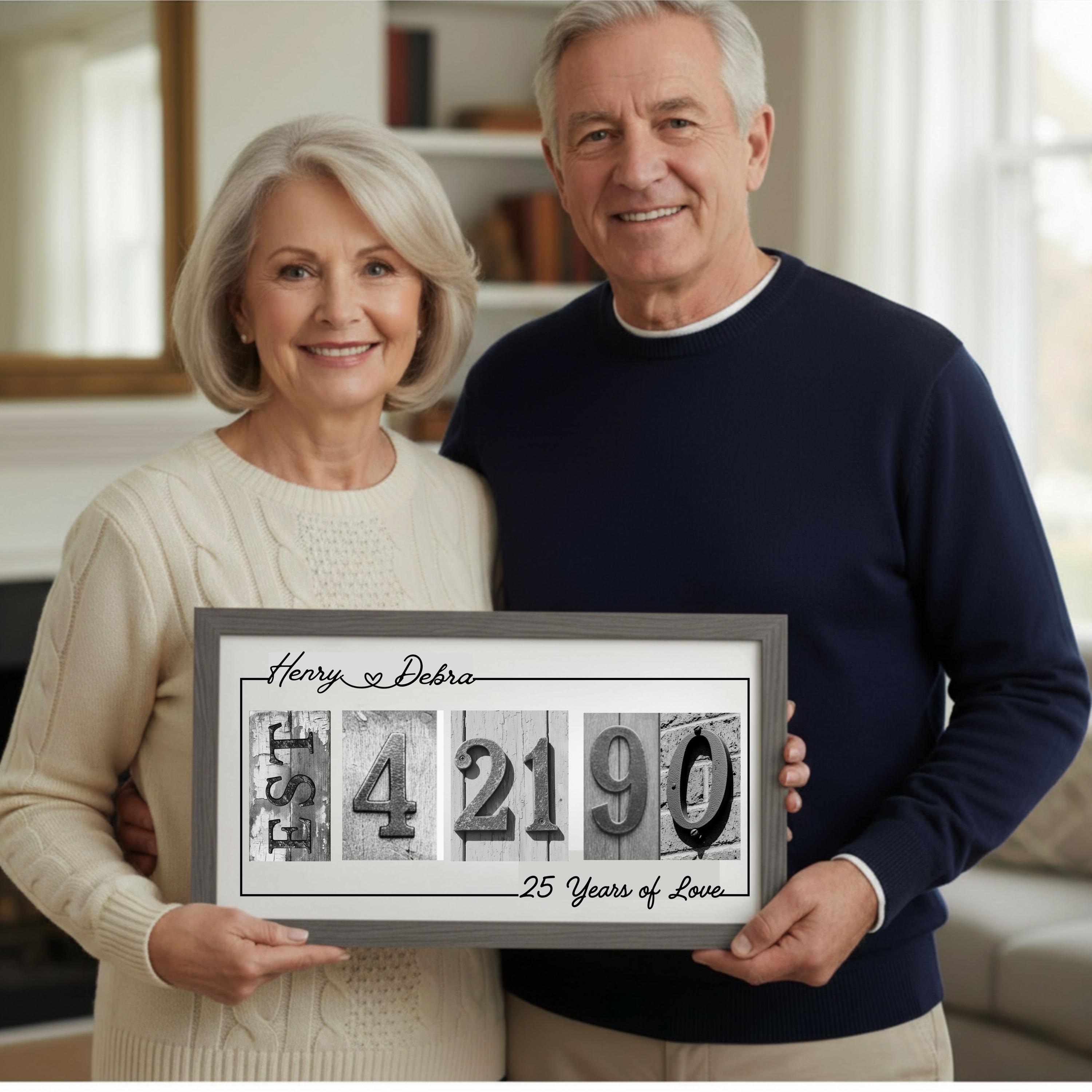 We Adding Date Frame Personalized Wedding Date Frame Anniversary Gift for Couple Alphabet ...