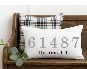 Personalized Zip Code Address Pillow Custom DecorativeCushion For Home Porch & Patio Pillow Realtor Closing Gift