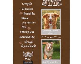 Dog Memory Gift For Dog Owners, In Memory Of Dog Personalized Blanket,  Customized Picture & Name Throw Blanket Sympathy Present Dog Death