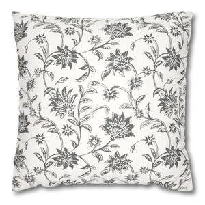 Botanical Design Accent Throw Cushion Block Print Inspired Floral Pillow Bedroom Living Room Modern Farmhouse Style Rustic Home Decor