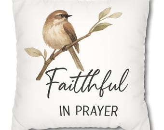 Scripture Pillow Covers Bible Verse Throw Pillow Covers with Birds – Matthew 5/16, Romans 12/12, Inspirational Farmhouse Decor Spring Summer
