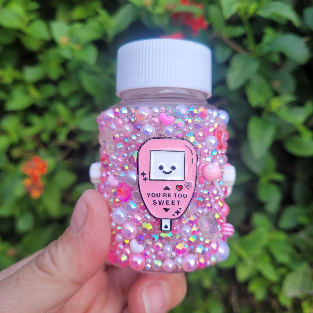 Bling Pill Bottle (80ml) Bedazzled Rhinestone Design - You're too sweet