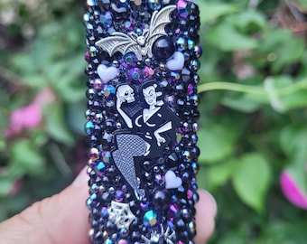 For classic BIC lighters/ Bling lighter cover/ bedazzled lighter cover/ spooky, spiders, goth