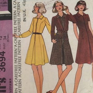 McCall&#39;s 3694 Vintage 1973 Sewing Pattern Misses Dress and Jacket size 34 bust used