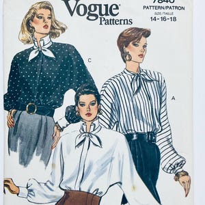 Vogue 7840 vintage 1990 Sewing Pattern Misses&#39; loose-fitting blouse 14-16 cut complete to size 16