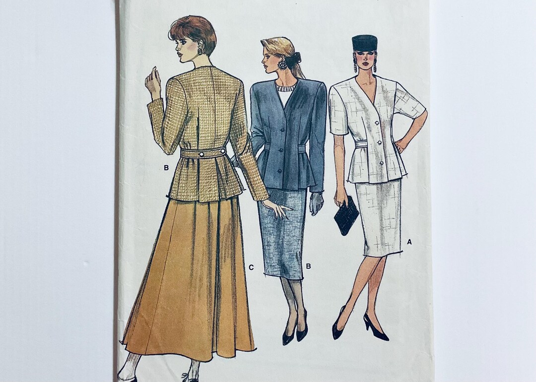 Vogue 9788 Vintage 1986 Sewing Pattern Misses' Jacket and Skirt to Fit ...