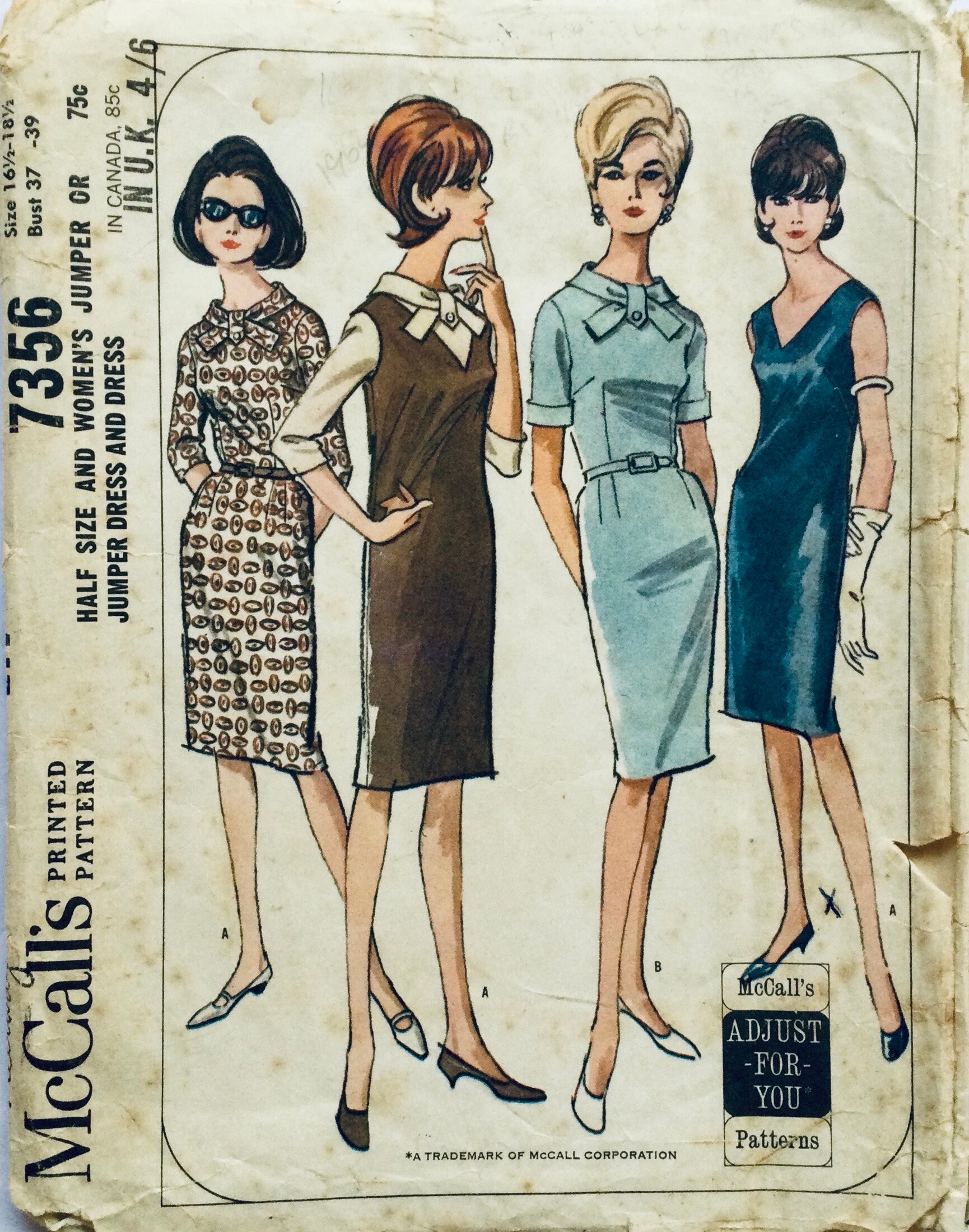 Mccall's 7356 Vintage 1964 Sewing Pattern Misses Dress in Etsy