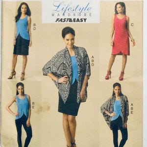 Butterick 6065 Fast and Easy Sewing Pattern Misses' Cocoon Jacket, Toop Dress, Skirt and Pants xs-medium factory folded