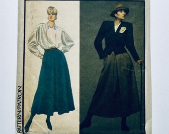 Style 4891 Vintage 80s Sewing Pattern by Alfred Sung Misses' Lined Jacket, Blouse and Skirt size 12 cut complete