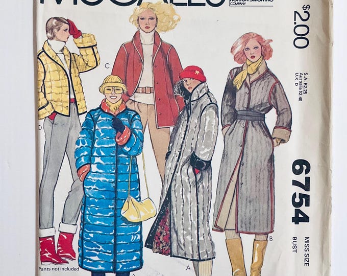 V1979 Pattern Mccall's 6754 Vintage 1979 Sewing Pattern Misses' Coat or Jacket to Fit ...