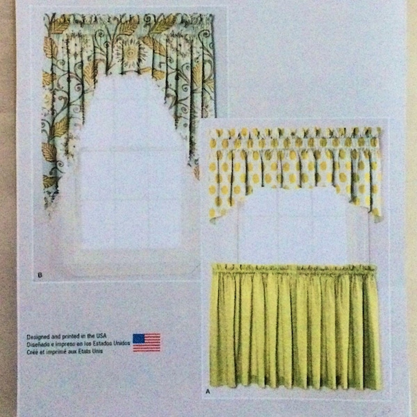 Einfachheit 1414 Einfach Fenster-Dressing-Muster Café Vorhänge Schnitt komplett ohne Umschlag