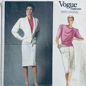 Vogue 1766 Vintage 1986 Sewing Pattern by Emanuel Ungaro Misses&#39; Jacket, Skirt and Blouse size 8 cut complete