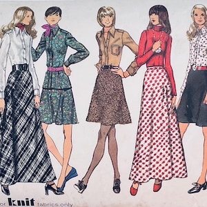 Puede incluir: Patrón de costura Simplicity vintage con ilustraciones de seis mujeres con diferentes atuendos. Los diseños incluyen faldas, blusas y vestidos en varios patrones y colores. El patrón es para la talla 14, con un contorno de pecho de 91 cm.