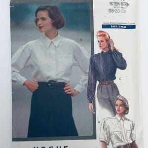 Vogue 7646 Vintage 1989 Easy Sewing Pattern Misses'/Misses' Petite Shirt & Transfer size 18 cut complete