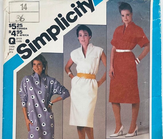 Simplicity 6448 Vintage 1984 Sewing Pattern Misses' Pullover Dress