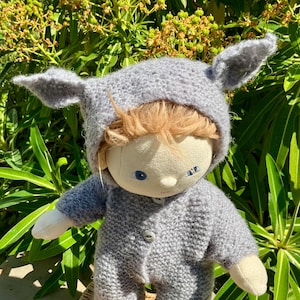 Dinkum Doll&#39;s Grey Mouse All-in-one Overalls