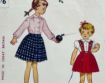 Simplicity 3317 Vintage 50s Sewing Pattern Child's Skirt and Blouse with transfer to fit size 4 23 inch breast used complete