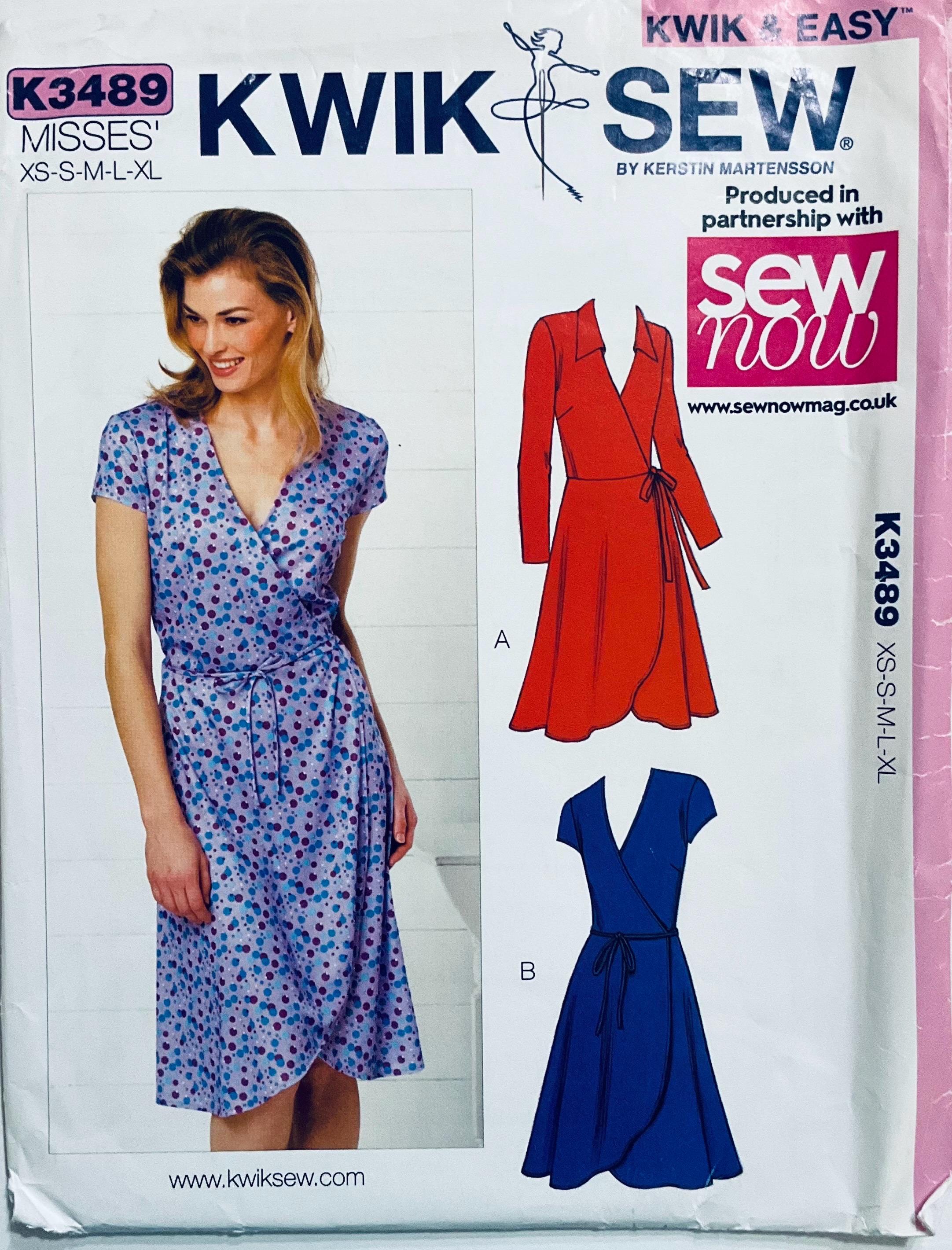 Kwik Sew Easy Sewing Pattern 3489 Misses' Wrap Dress to Fit Sizes Xs to
