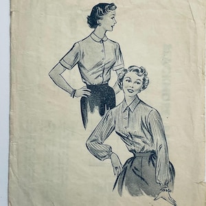 Blackmore 7547 Vintage naaipatroon uit de jaren 50 voor een damesblouse (borstomvang 34), gebruikt en compleet.