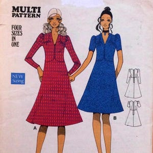 Le Roy 9353 Vintage 1970s Sewing Pattern Dress with gathered bodice 10-16 cut