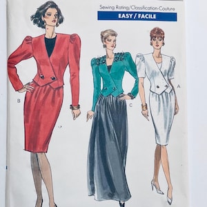 Vogue 7679 Vintage 1989 Easy Sewing Pattern Misses&#39; Jacket and Skirt sizes 12 14 16 factory folded