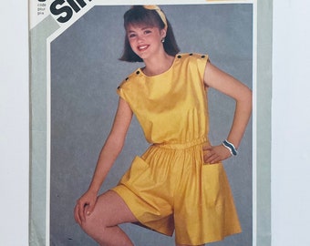 Simplicity 6278 Vintage 1983 Sewing Pattern for Beginners Misses' Pull-on Romper size 14 factory folded