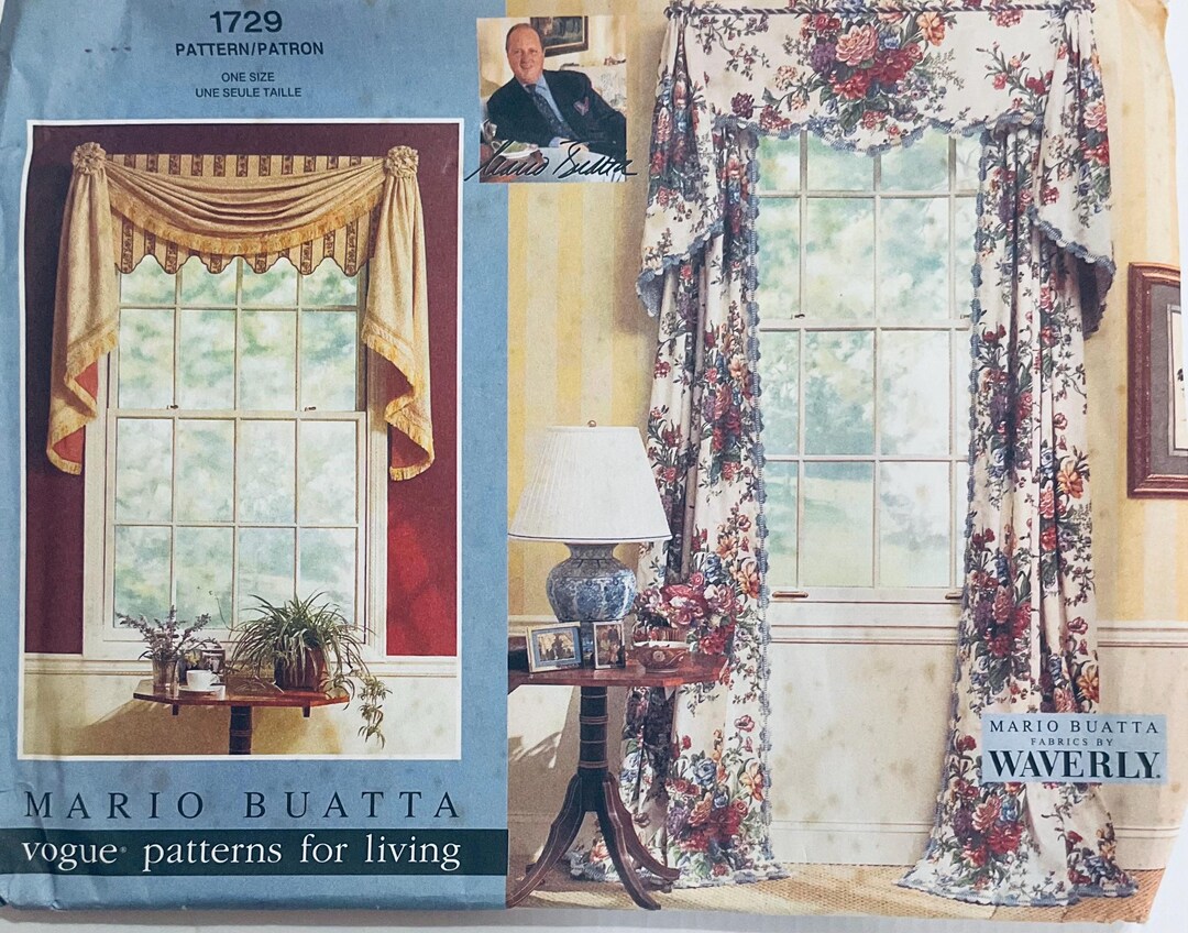 Vogue 1729 Patterns for Living Window Treatments by Mario Buatta ...
