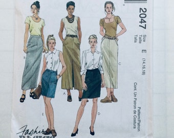 McCall's 2047 Sewing Pattern Misses' skirt in four lengths sizes 14 16 and 18 factory folded