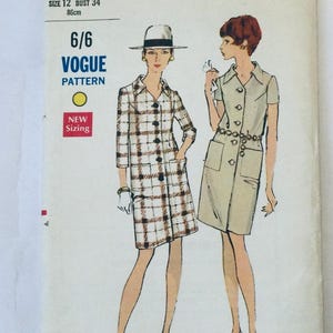 Vogue 7396 Vintage 1968 Sewing Pattern Misses&#39; one-piece dress to fit 34 inch bust used