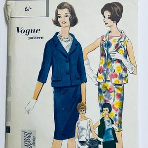 Patrón de costura Vogue 4249 Vintage 1961 para traje y blusa para busto 36, usado, completo