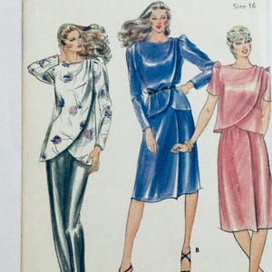 Butterick 3513 Symönster Vintage 1981 Topp Tunika och Kjol 97 cm byst fabriksvikt