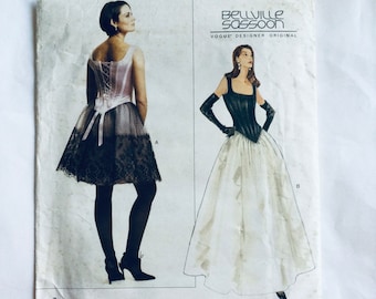 Vogue 1605 Vintage 1995 Designer Original Advanced Sewing Pattern by Bellville Sassoon Misses' boned top and skirt 12 14 16 factory folded